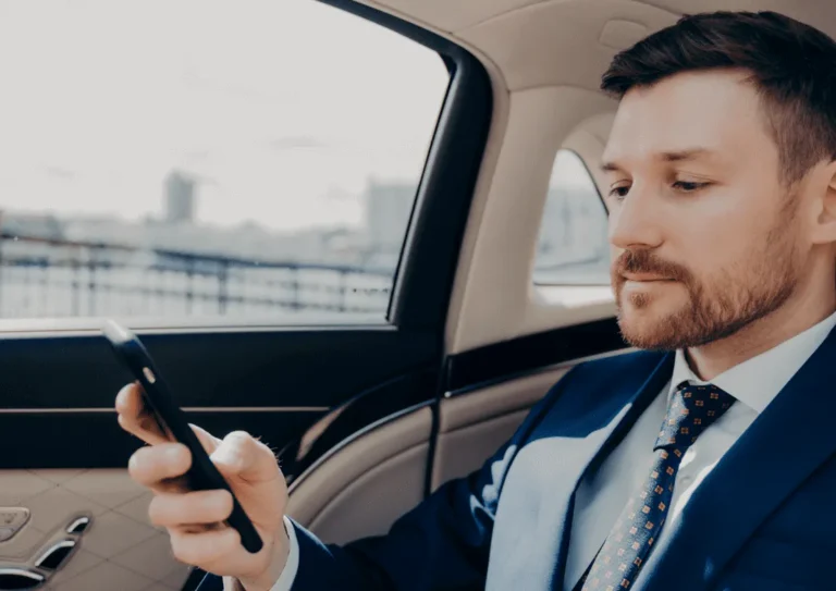 VIP Businessman Sat in Passenger Seat Staring at His Phone - 8class